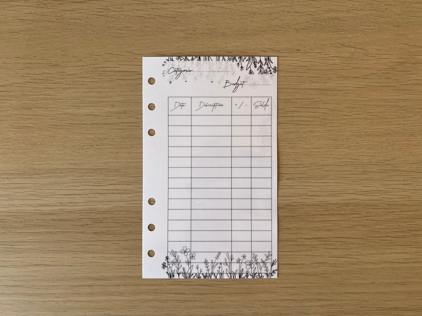 Tracker plastifié perforé A6