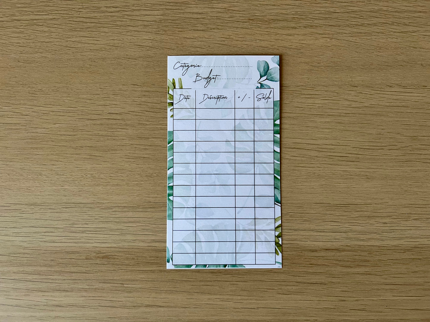 A6 Enveloppe budget plastifiée personnalisée thème jungle