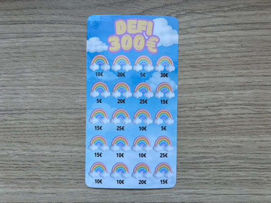 A6 Tracker défi arc-en-ciel plastifié, défi 300 euros