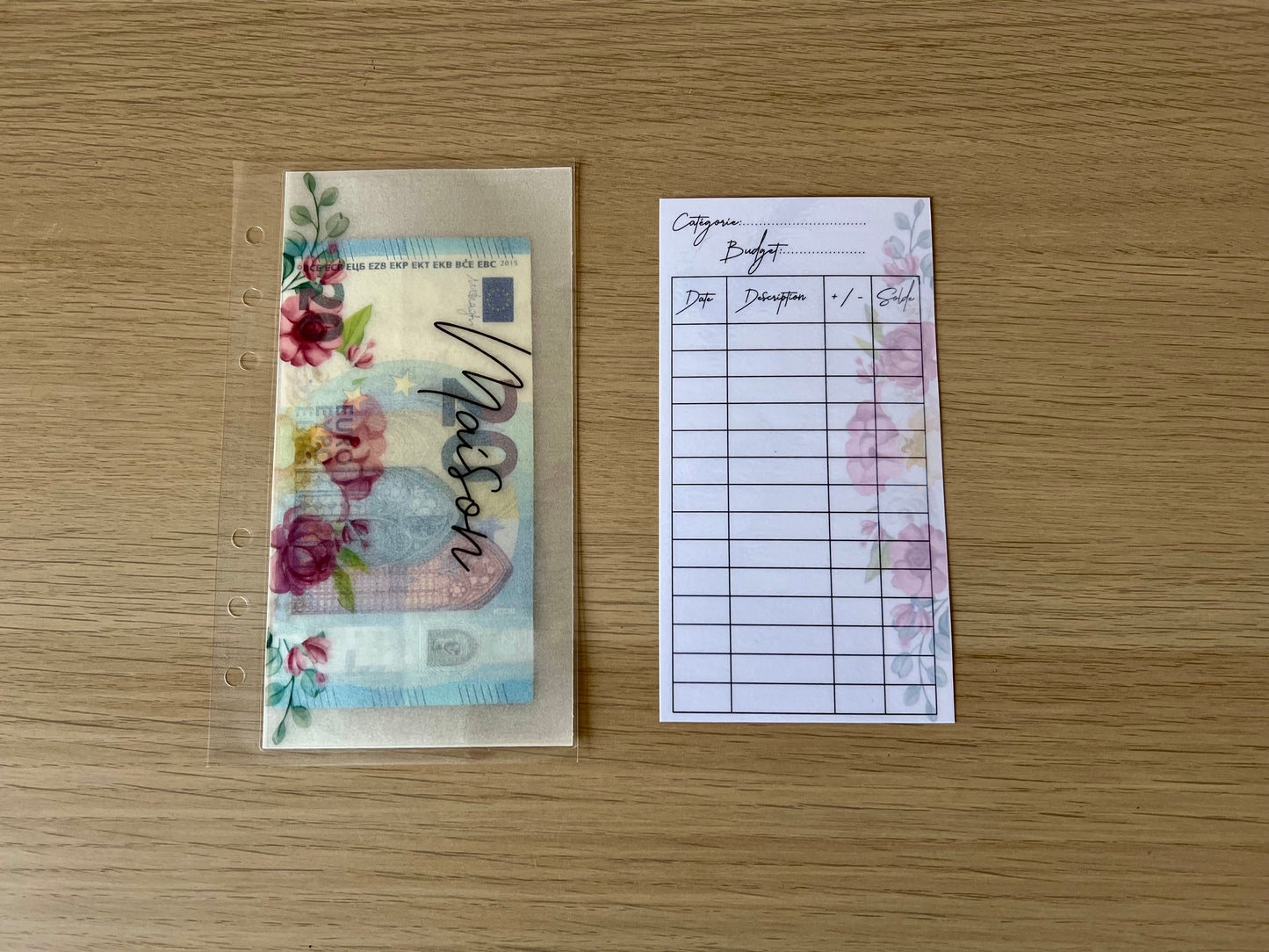 A6 enveloppe budget fleurs personnalisée