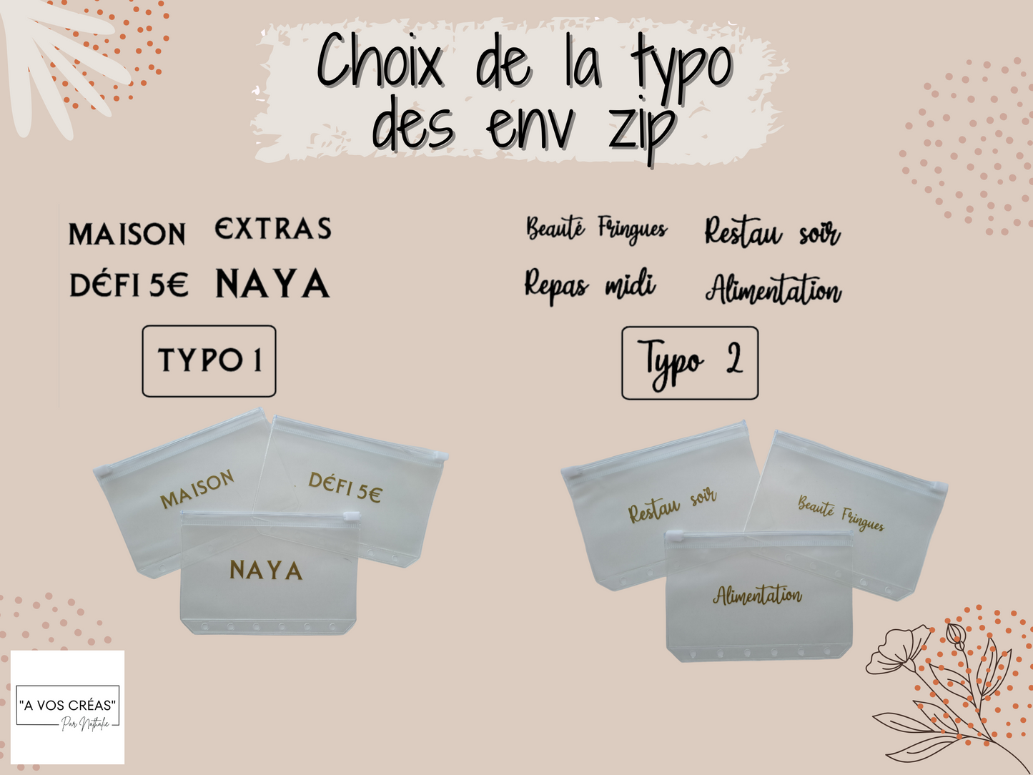 Enveloppe budget zip pailletée A7