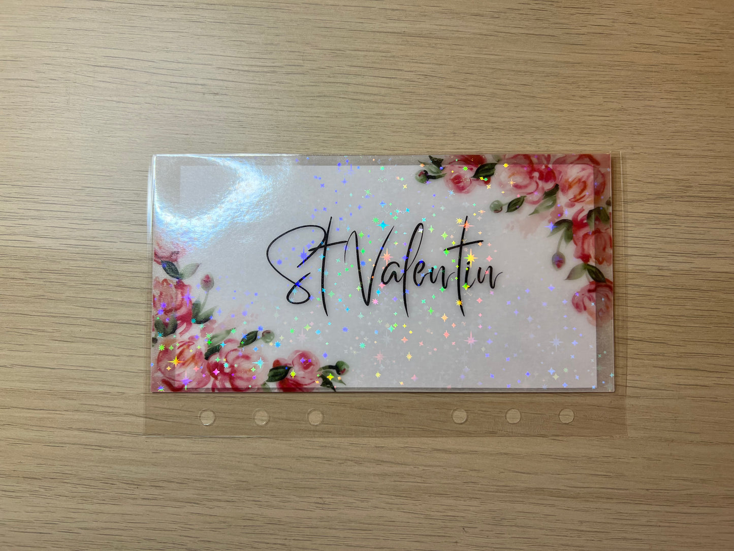 A5 Enveloppe budget calque plastifiée à fleurs et paillettes