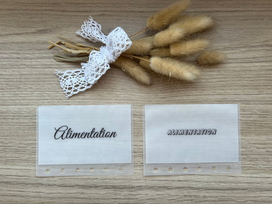 A6 Enveloppes budget mat plastifiées personnalisées perforées pour classeur A6. enveloppe vellum