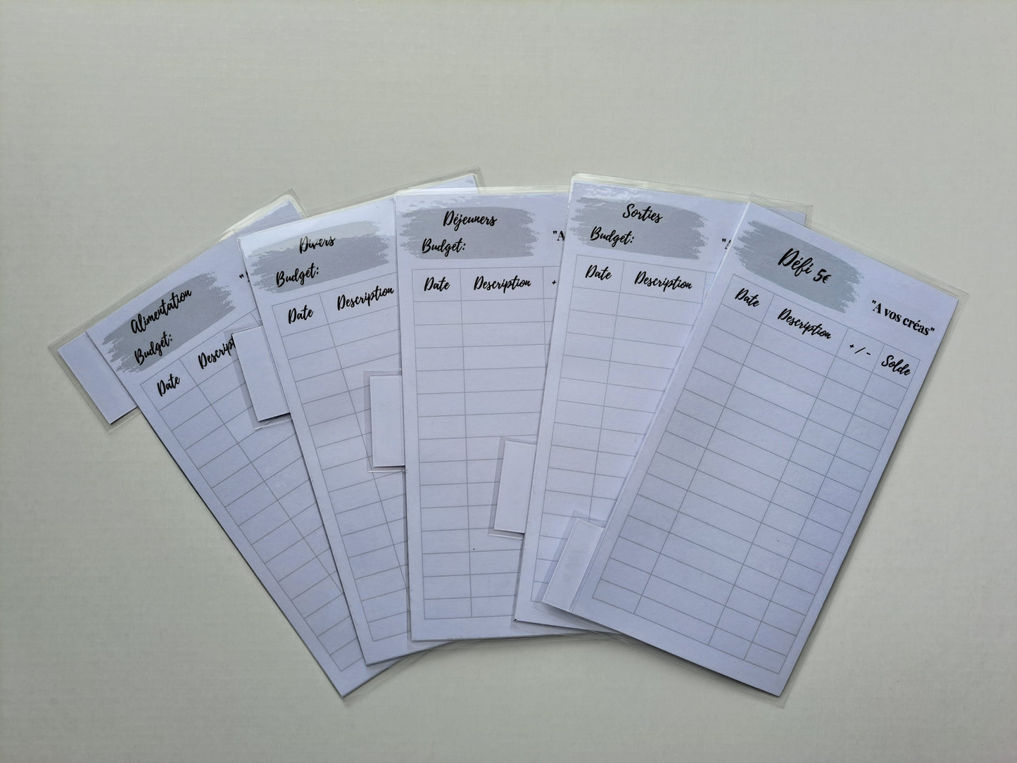 5 enveloppes portefeuille plastifiées personnalisées