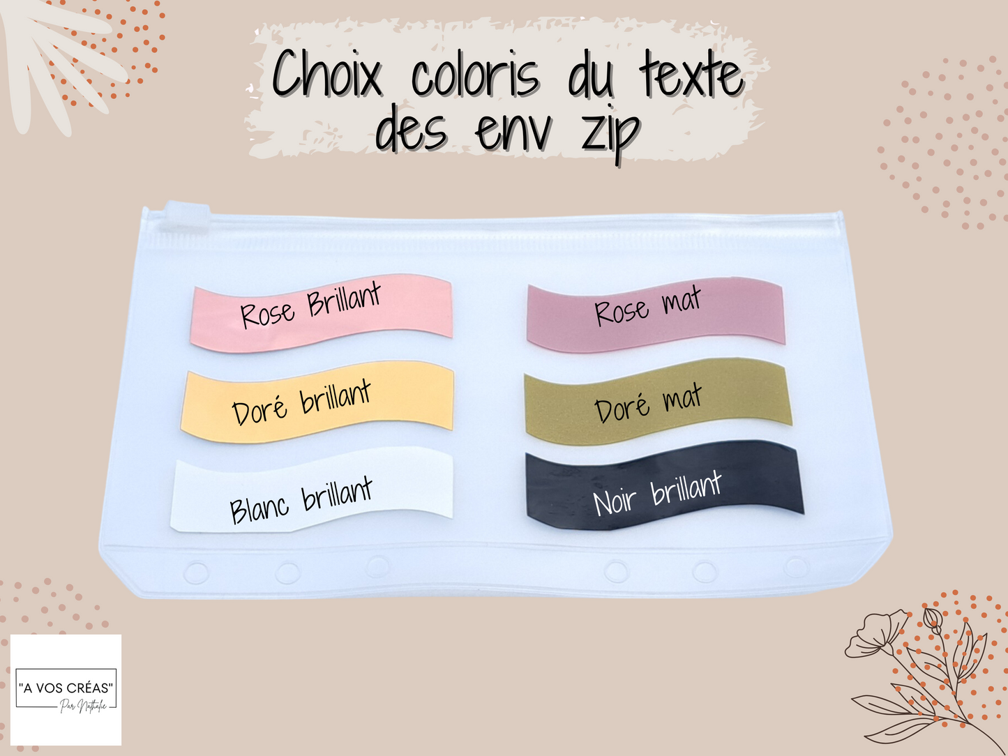 Enveloppe budget zip pailletée A7