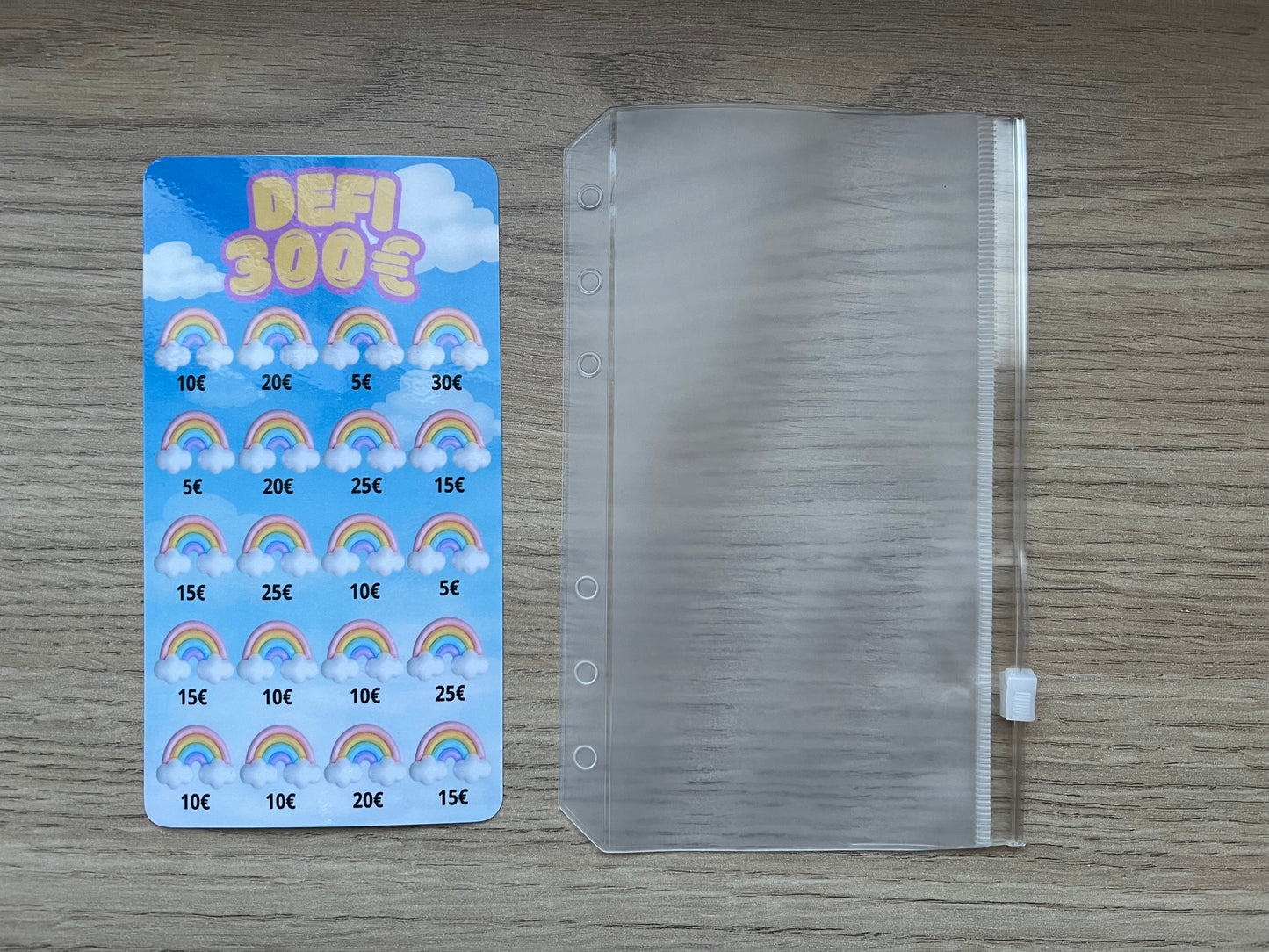 A6 Tracker défi arc-en-ciel plastifié, défi 300 euros