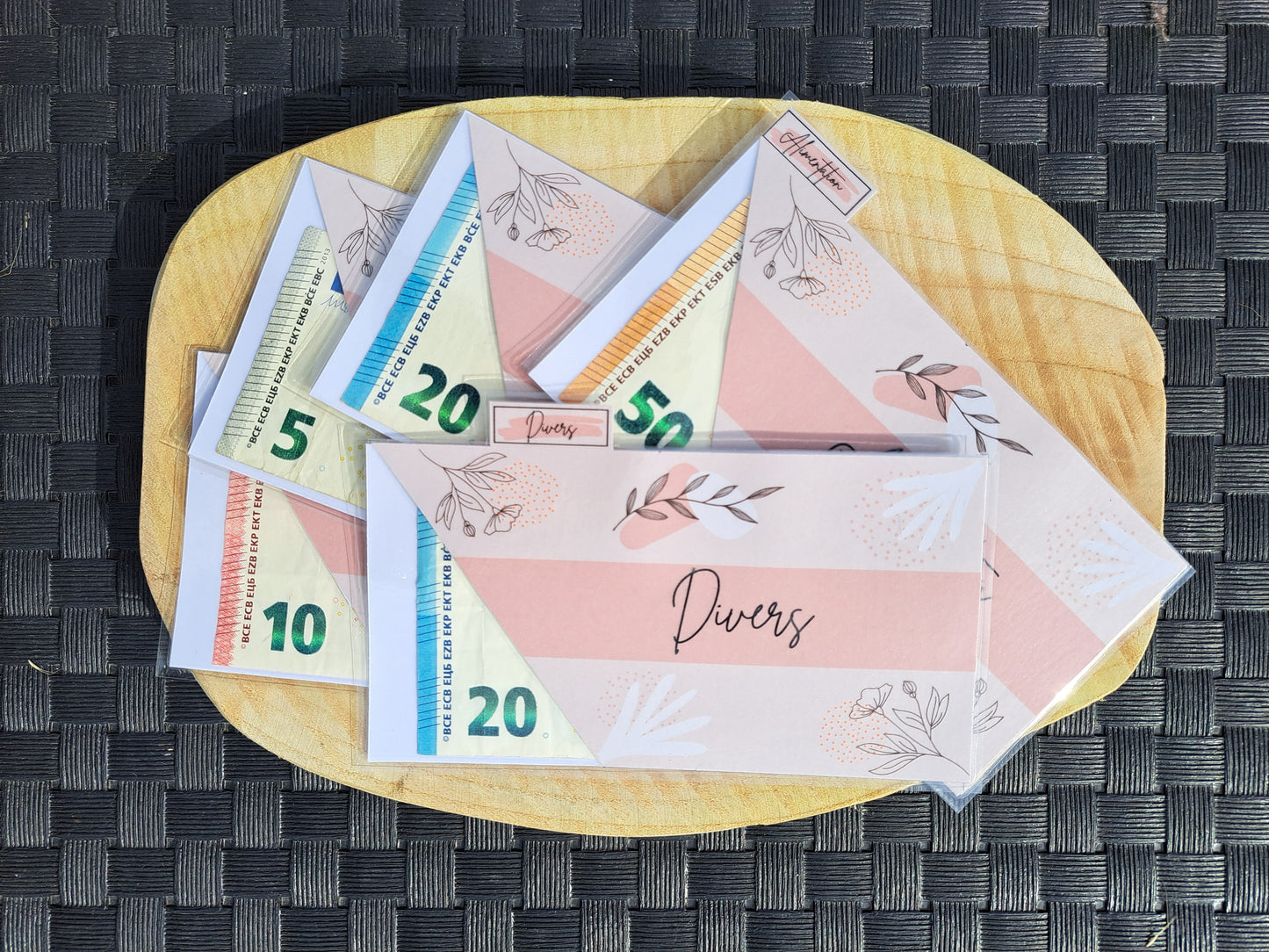 5 enveloppes portefeuille plastifiées personnalisées