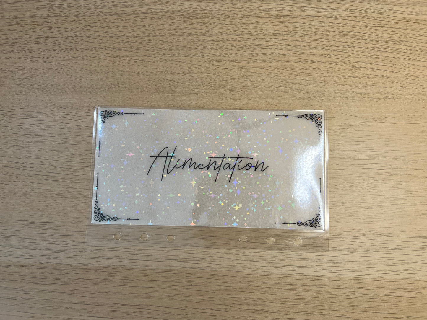 A6 Enveloppes budget calque plastifiées à paillettes personnalisées perforées pour classeur A6. enveloppe vellum