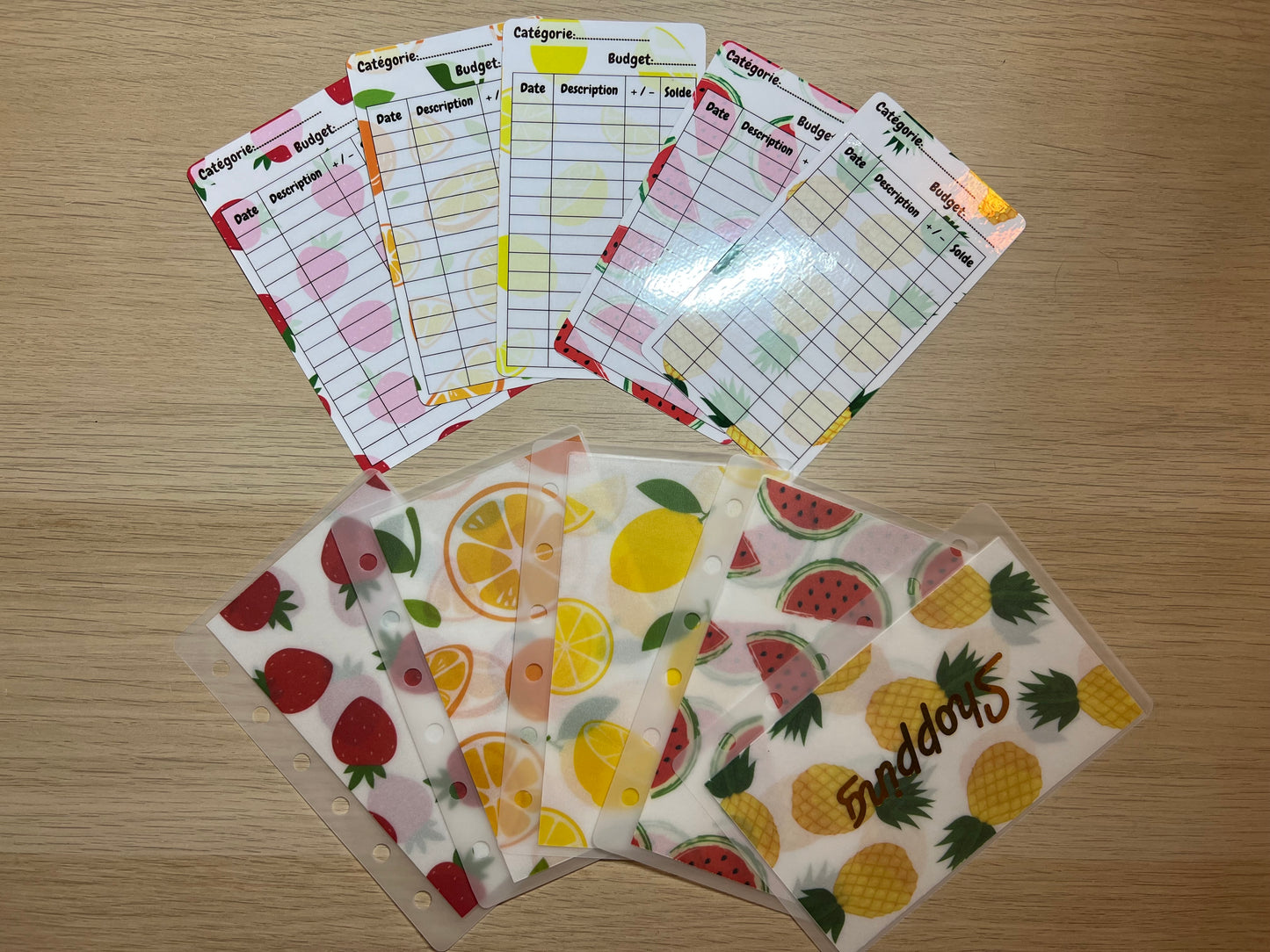 Lot 5 trackers et/ou enveloppes budget A7 thème été 🍉🍊🍍🍓🍋