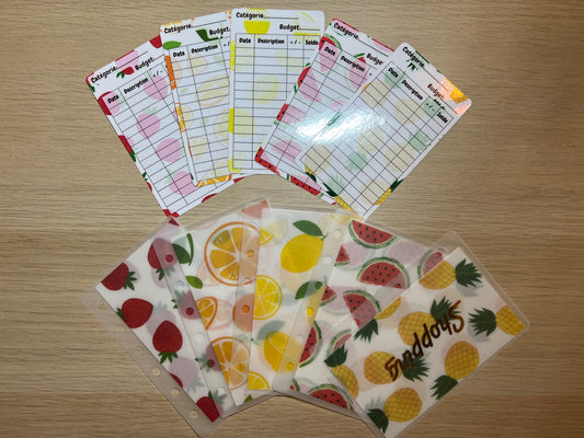 Lot 5 trackers et/ou enveloppes budget A7 thème été 🍉🍊🍍🍓🍋