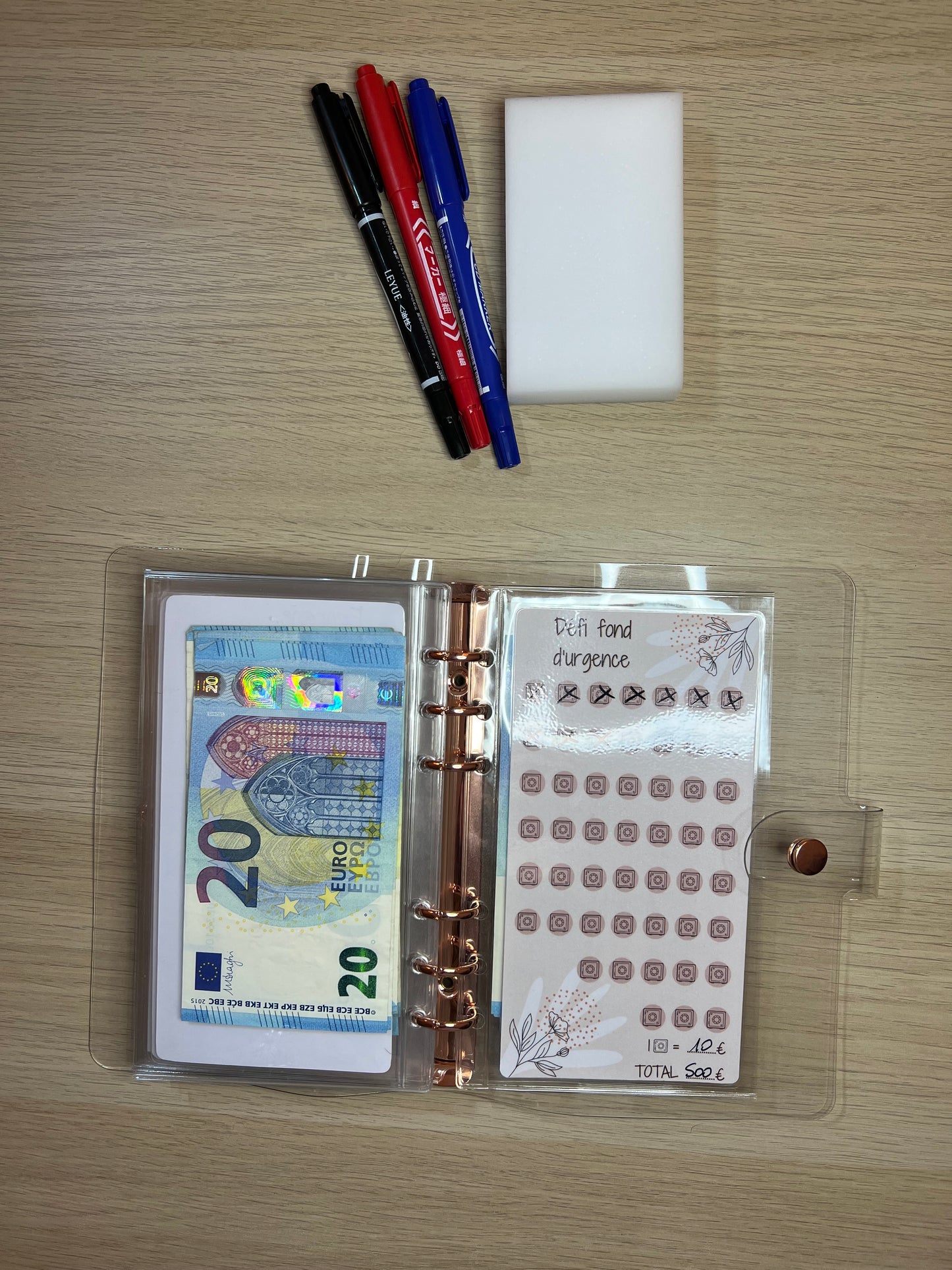 Pack classeur épargnes et défis budget, 8 enveloppes et 8 trackers format A6 (fond d’urgence défis euros épargne)