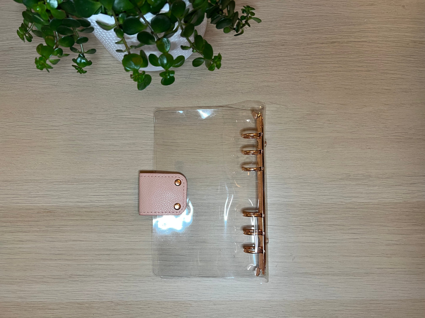 Classeur A6 attaches simili rose