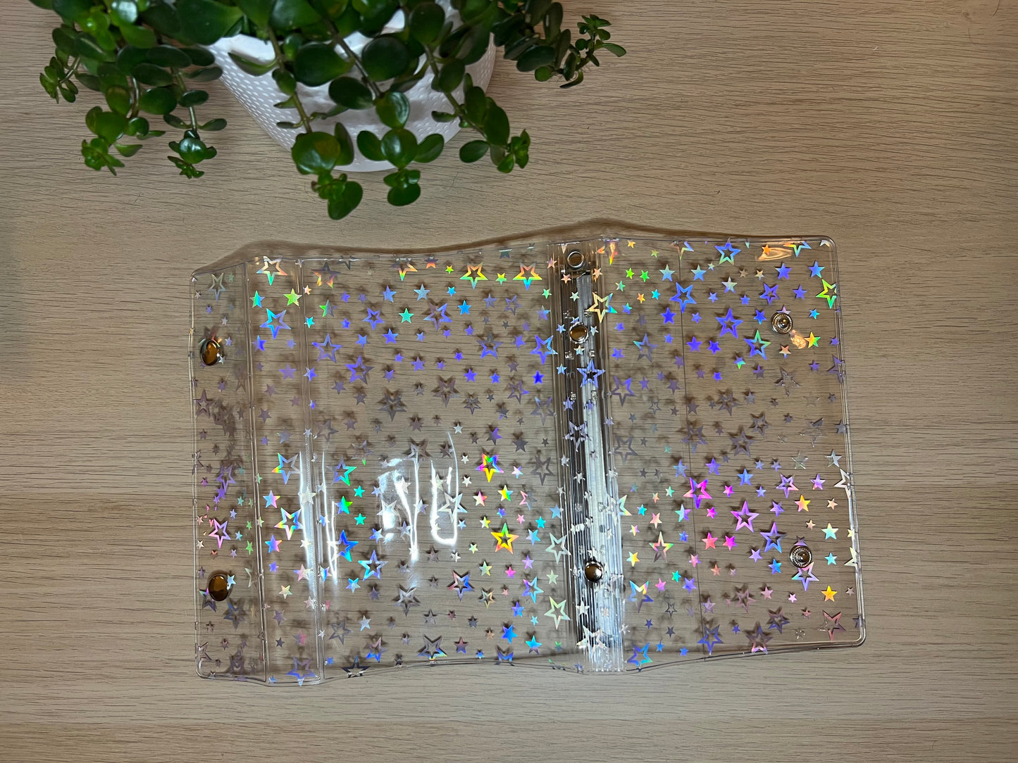 Classeur A6 à rabat, étoiles holographiques