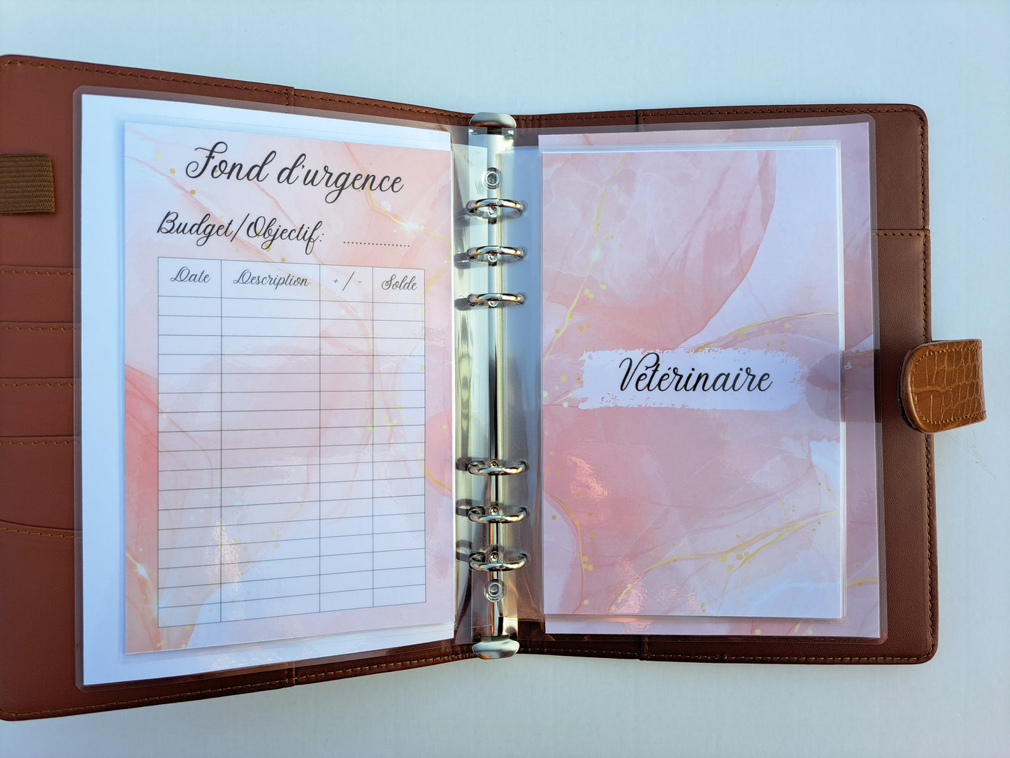 A5 Enveloppe budget plastifiée perforée avec tracker