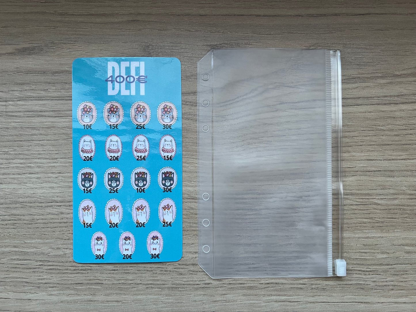 A6 Tracker défi chats plastifié, défi 400 euros