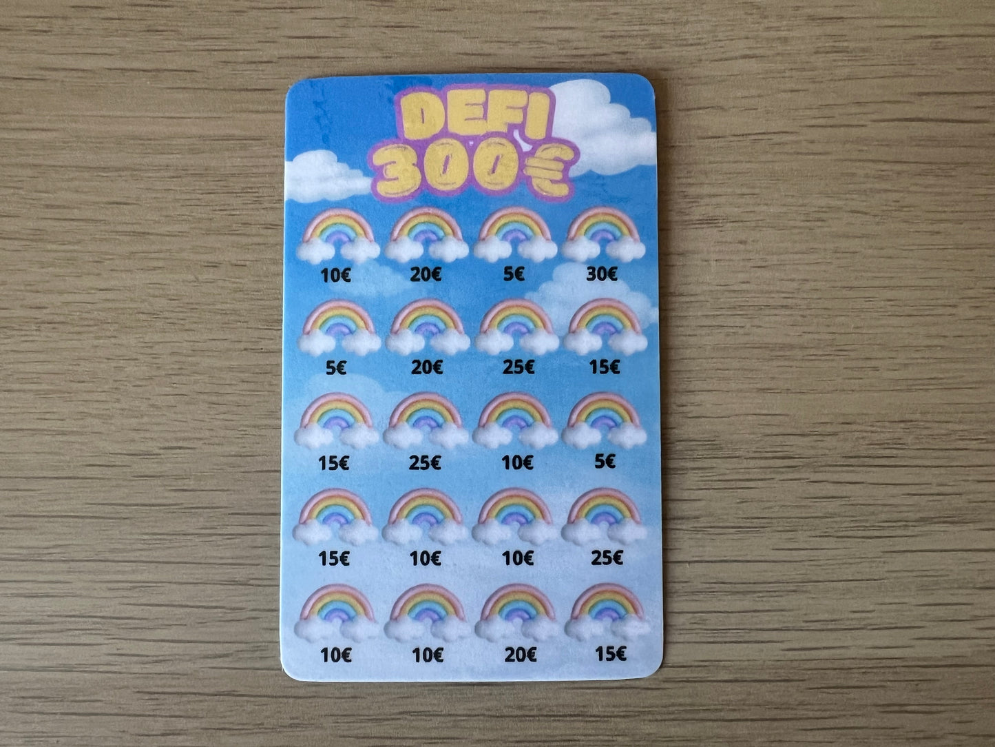 Mini défi budget arc-en-ciel 300 euros, épargner 300 euros, défi budgétaire