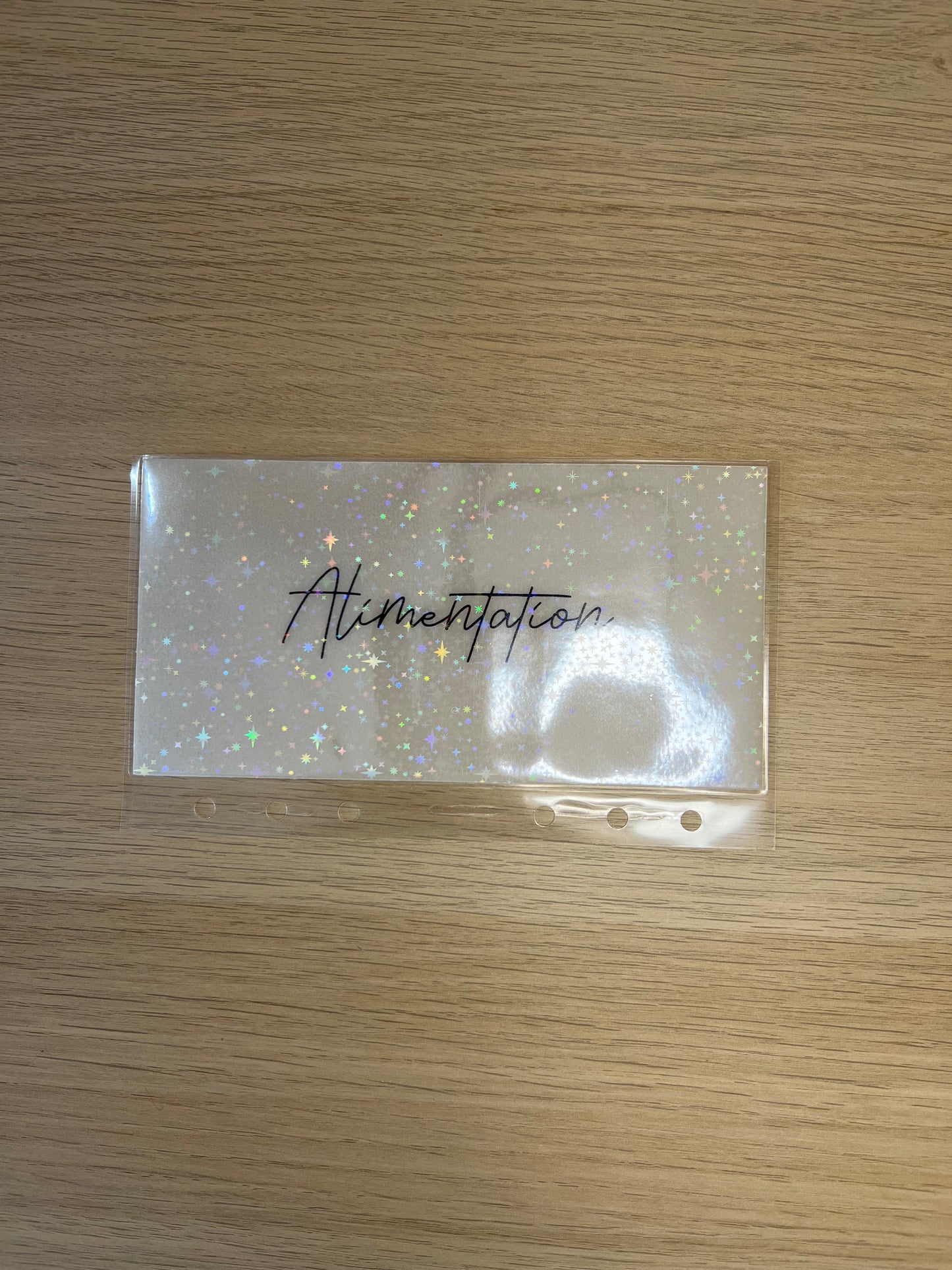 A6 Enveloppes budget calque plastifiées à paillettes personnalisées perforées pour classeur A6. enveloppe vellum