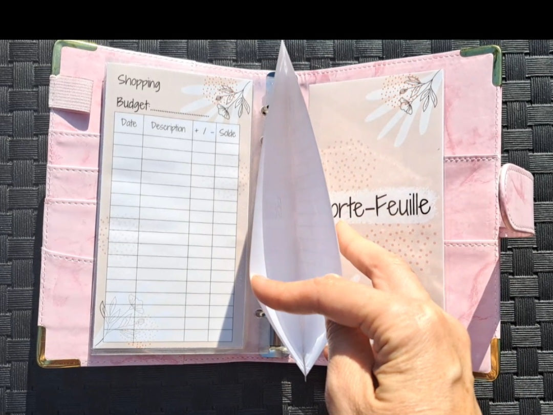 A6 Enveloppe budget plastifiée perforée avec tracker