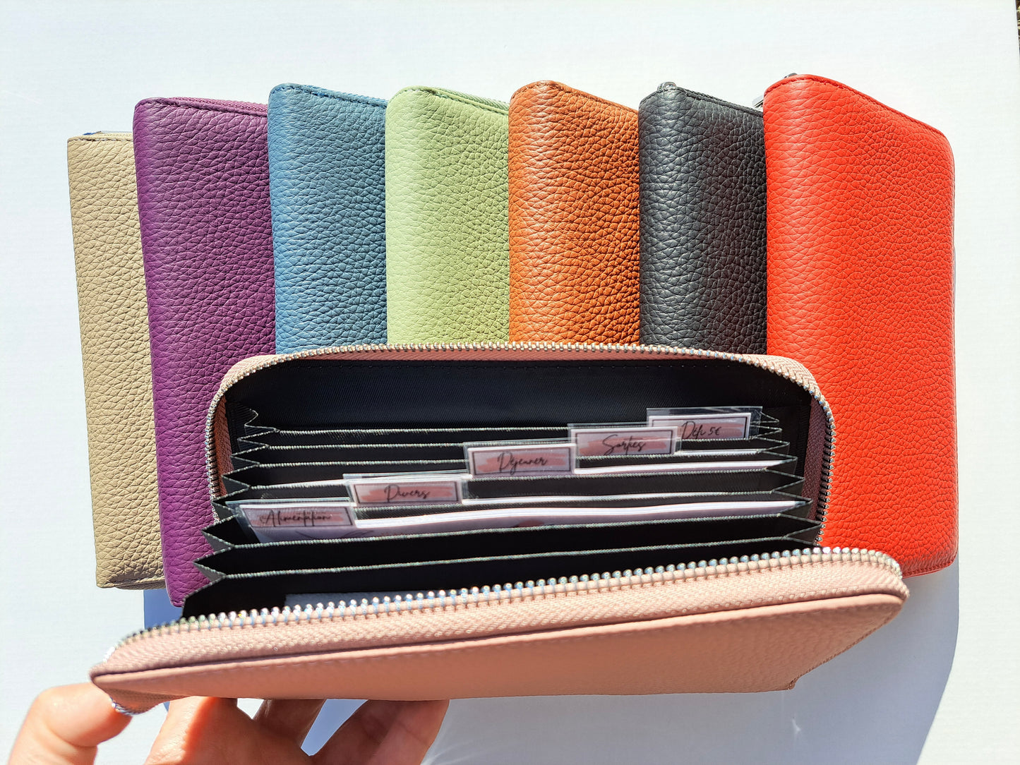 Portefeuille couverture cuir à compartiments