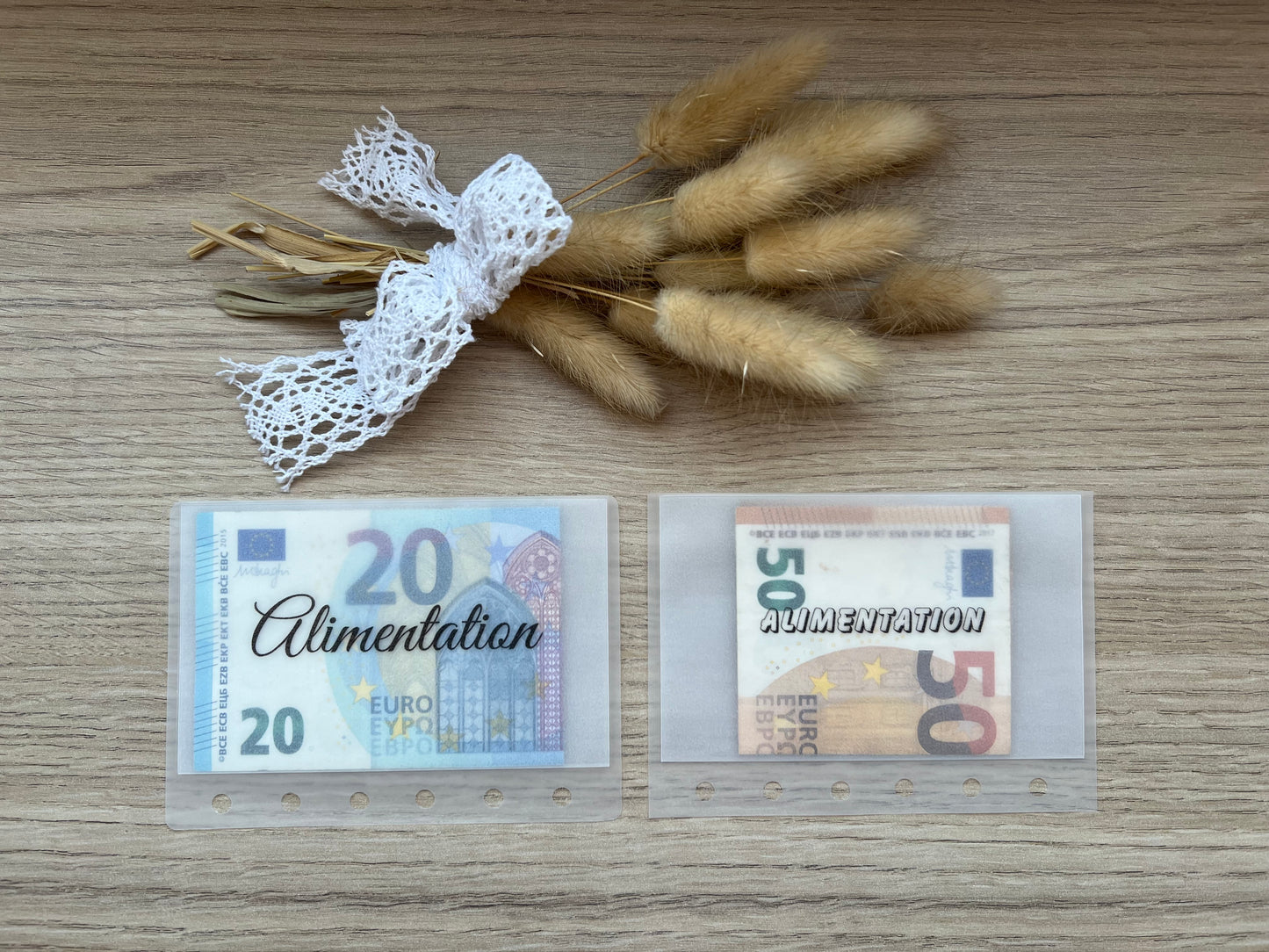 Enveloppes budget calque mat personnalisées perforées pour classeur A7