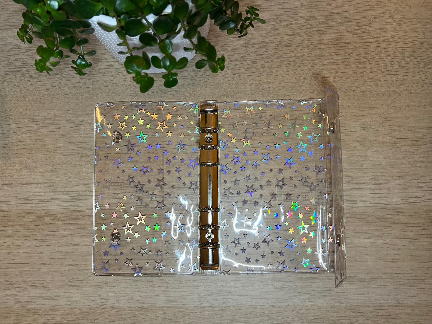 Classeur A6 à rabat, étoiles holographiques