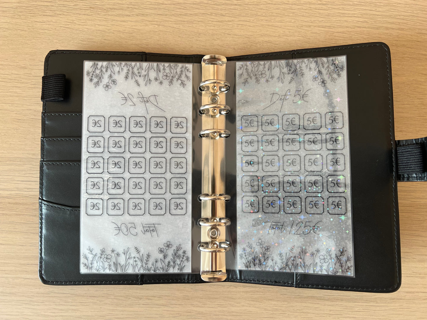 Tracker défi euros plastifié perforé pailleté format A6