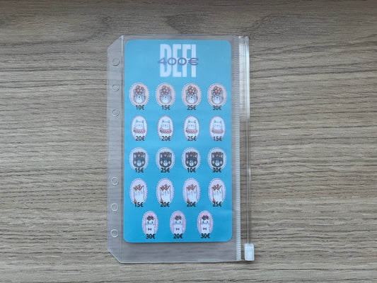 A6 Tracker défi chats plastifié, défi 400 euros