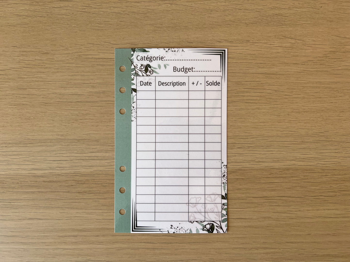 Tracker plastifié perforé A6