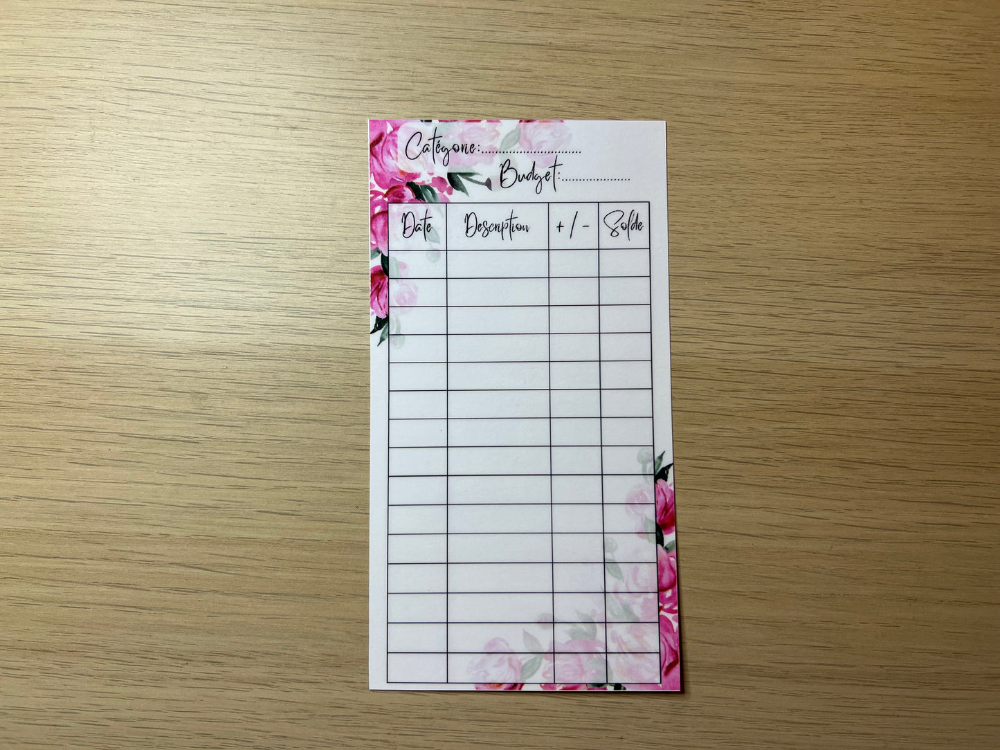 A5 Enveloppe budget calque plastifiée à fleurs et paillettes