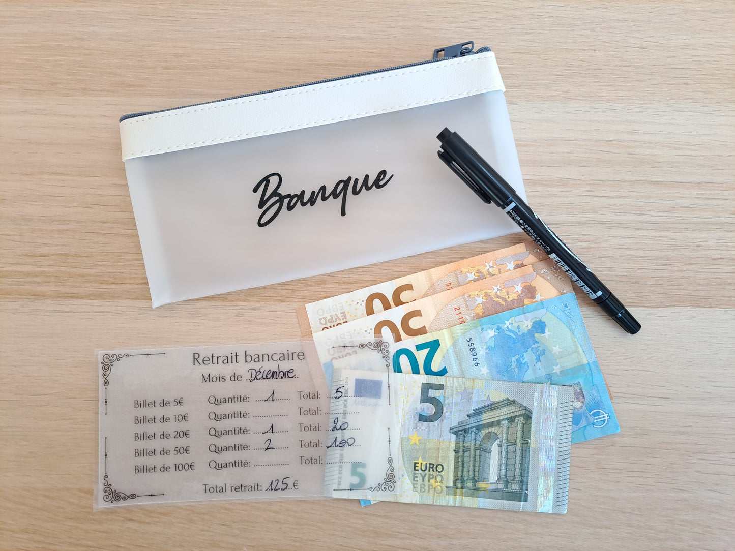 Pochette retrait bancaire, trousse retrait banque