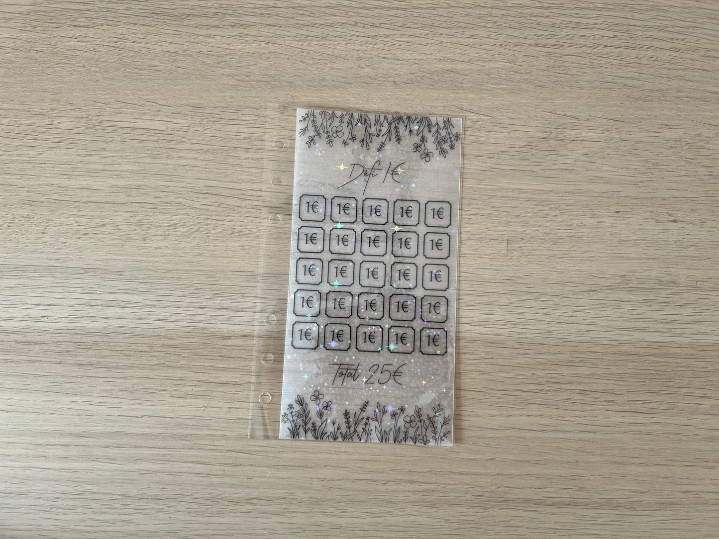 Tracker défi euros plastifié perforé pailleté format A6