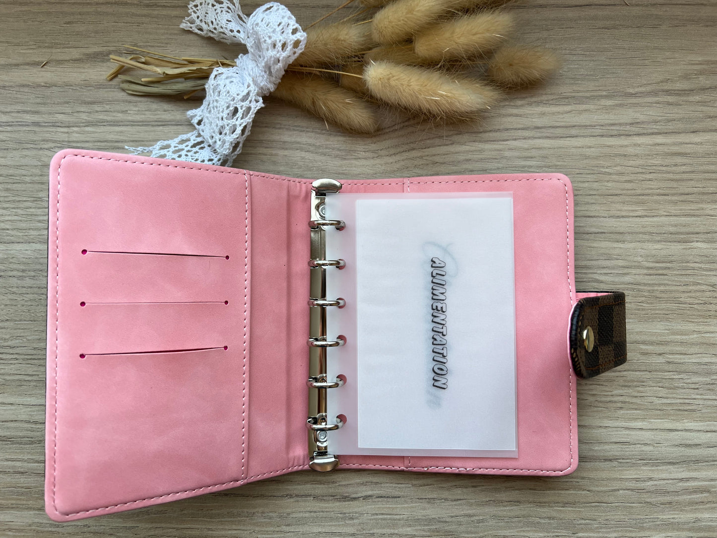 Enveloppes budget calque mat personnalisées perforées pour classeur A7