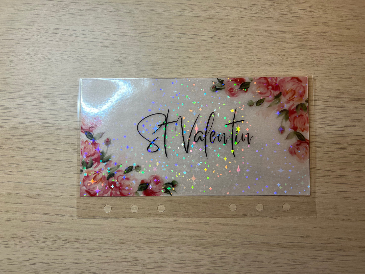 A5 Enveloppe budget calque plastifiée à fleurs et paillettes