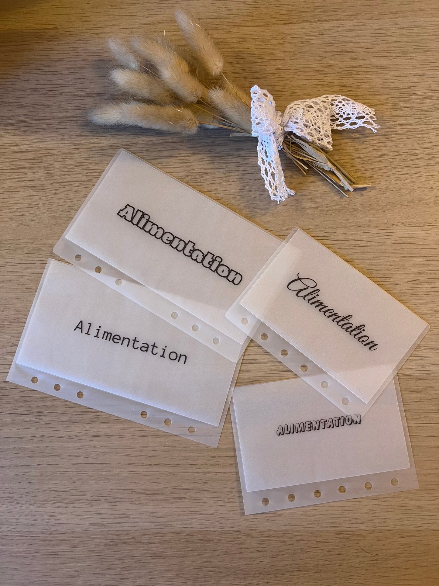 A6 Enveloppes budget mat plastifiées personnalisées perforées pour classeur A6. enveloppe vellum