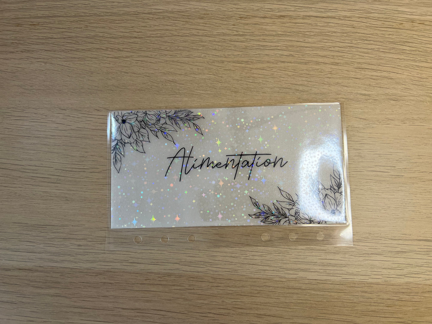 A6 Enveloppes budget calque plastifiées à paillettes personnalisées perforées pour classeur A6. enveloppe vellum