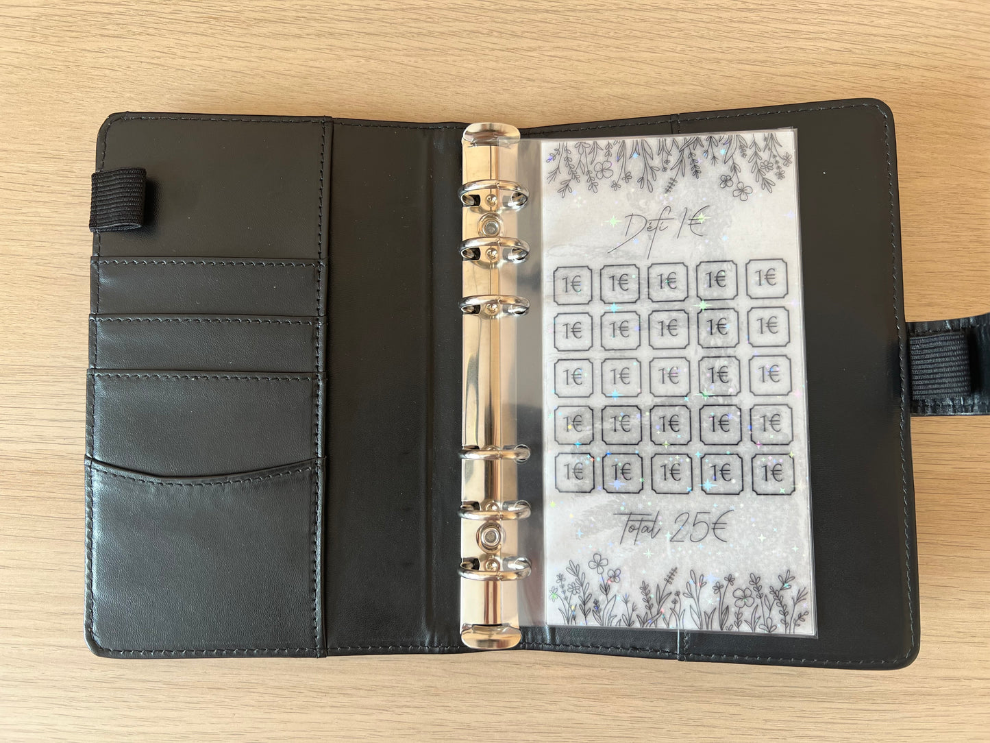Tracker défi euros plastifié perforé pailleté format A6