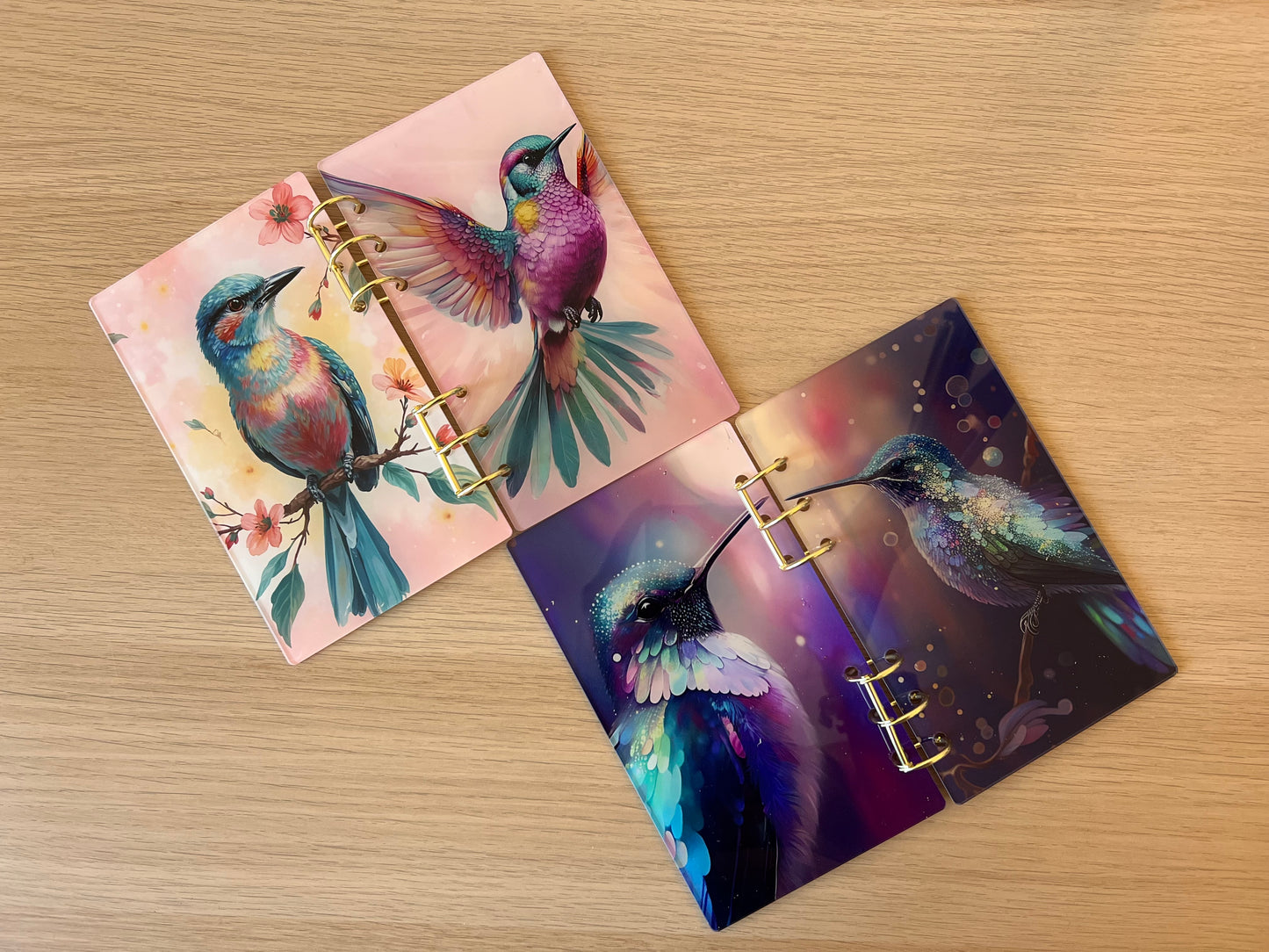 Classeur A6 rigide acrylique colibris