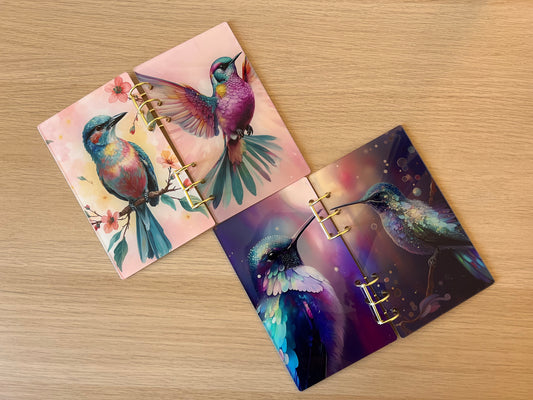 Classeur A6 rigide acrylique colibris