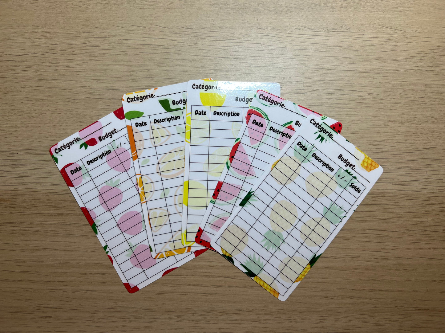 Lot 5 trackers et/ou enveloppes budget A7 thème été 🍉🍊🍍🍓🍋