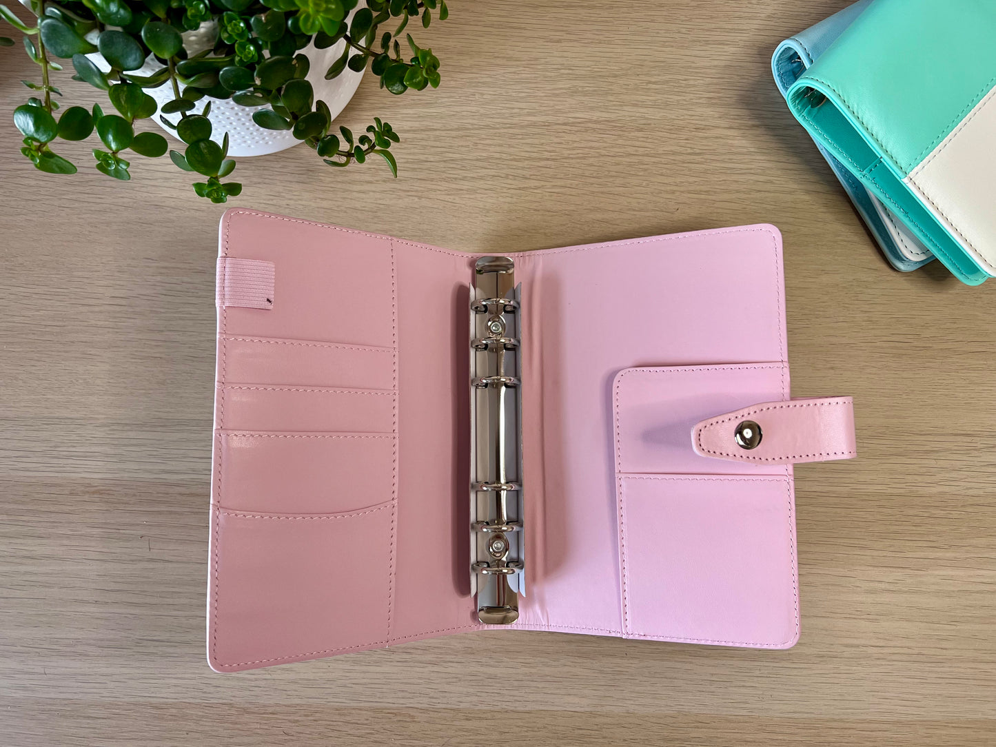 Classeur A6 6 anneaux similicuir bicolore