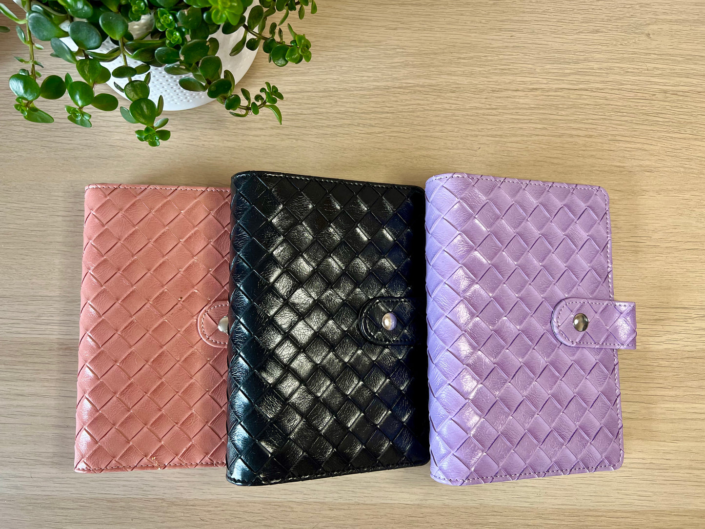 Classeur A6 6 anneaux similicuir tressé