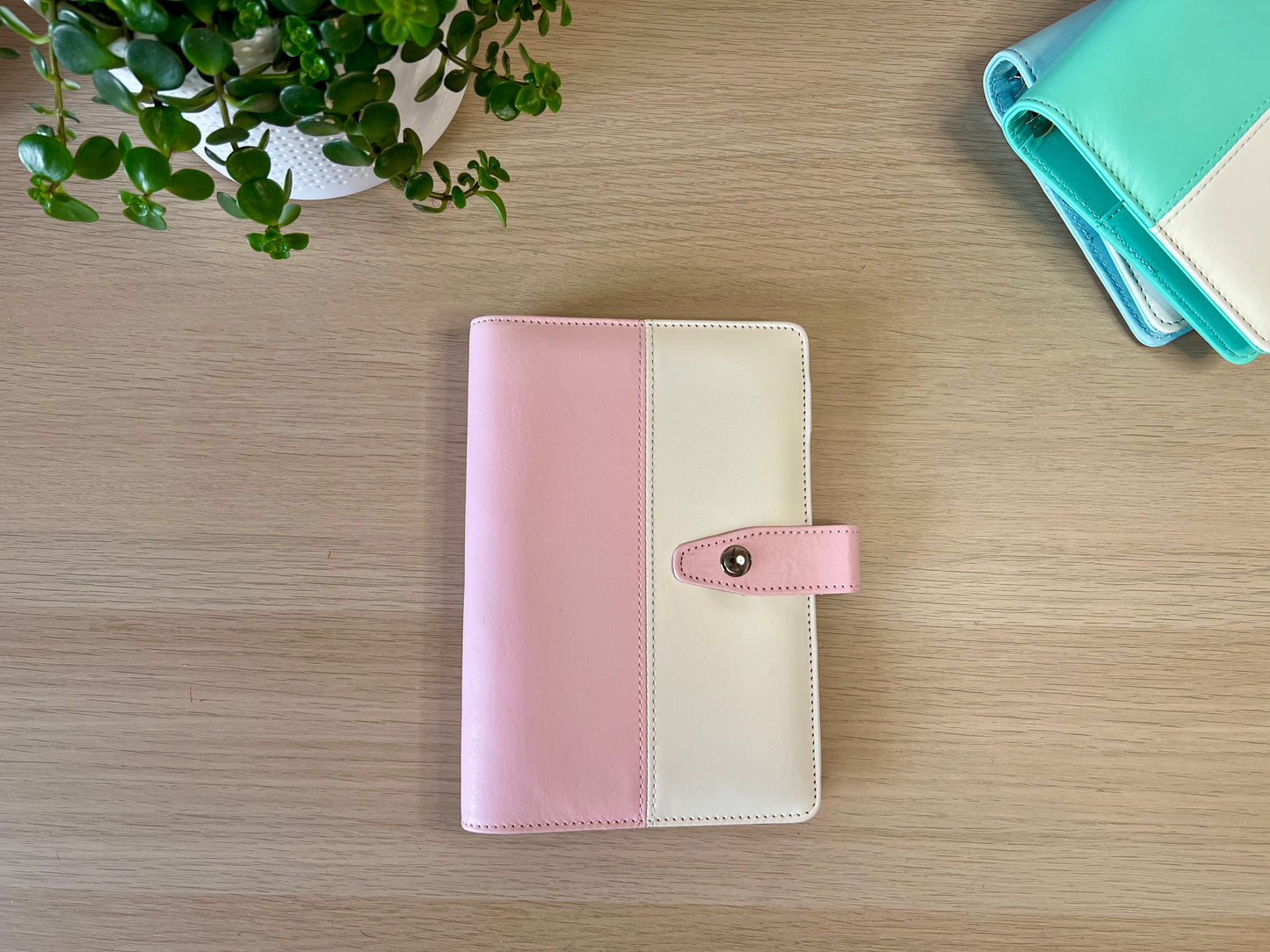 Classeur A6 6 anneaux similicuir bicolore