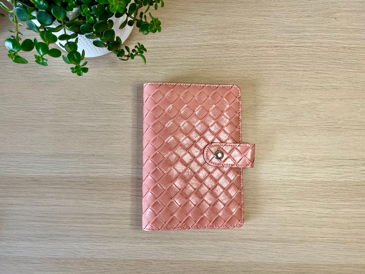 Classeur A6 6 anneaux similicuir tressé