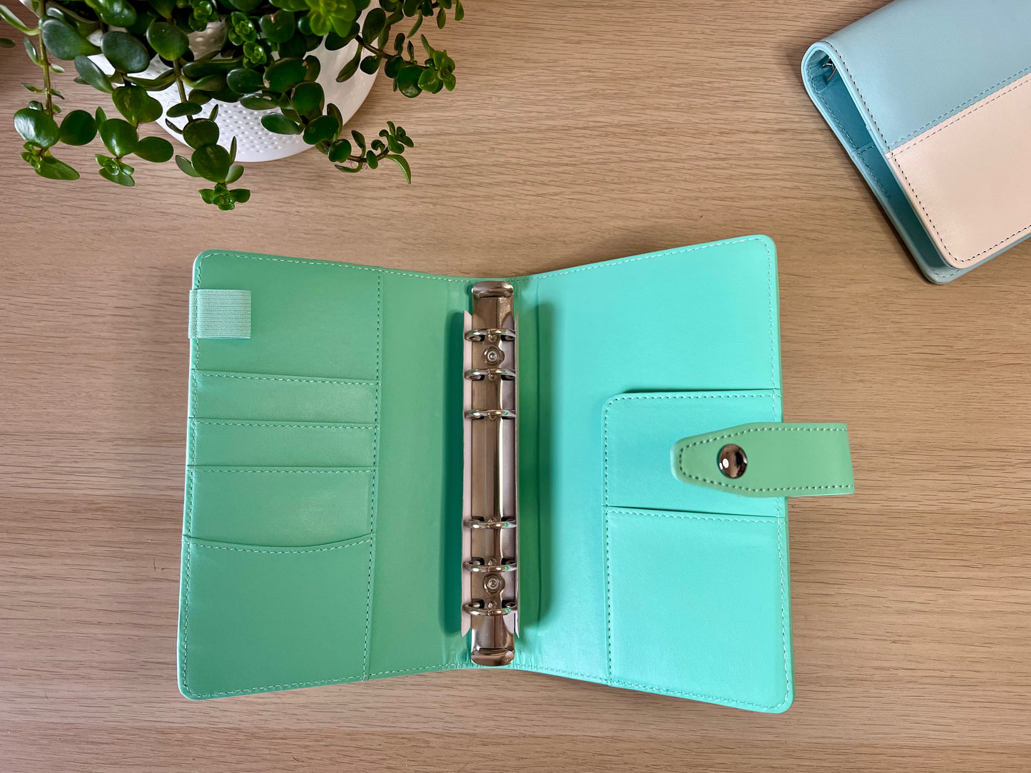 Classeur A6 6 anneaux similicuir bicolore