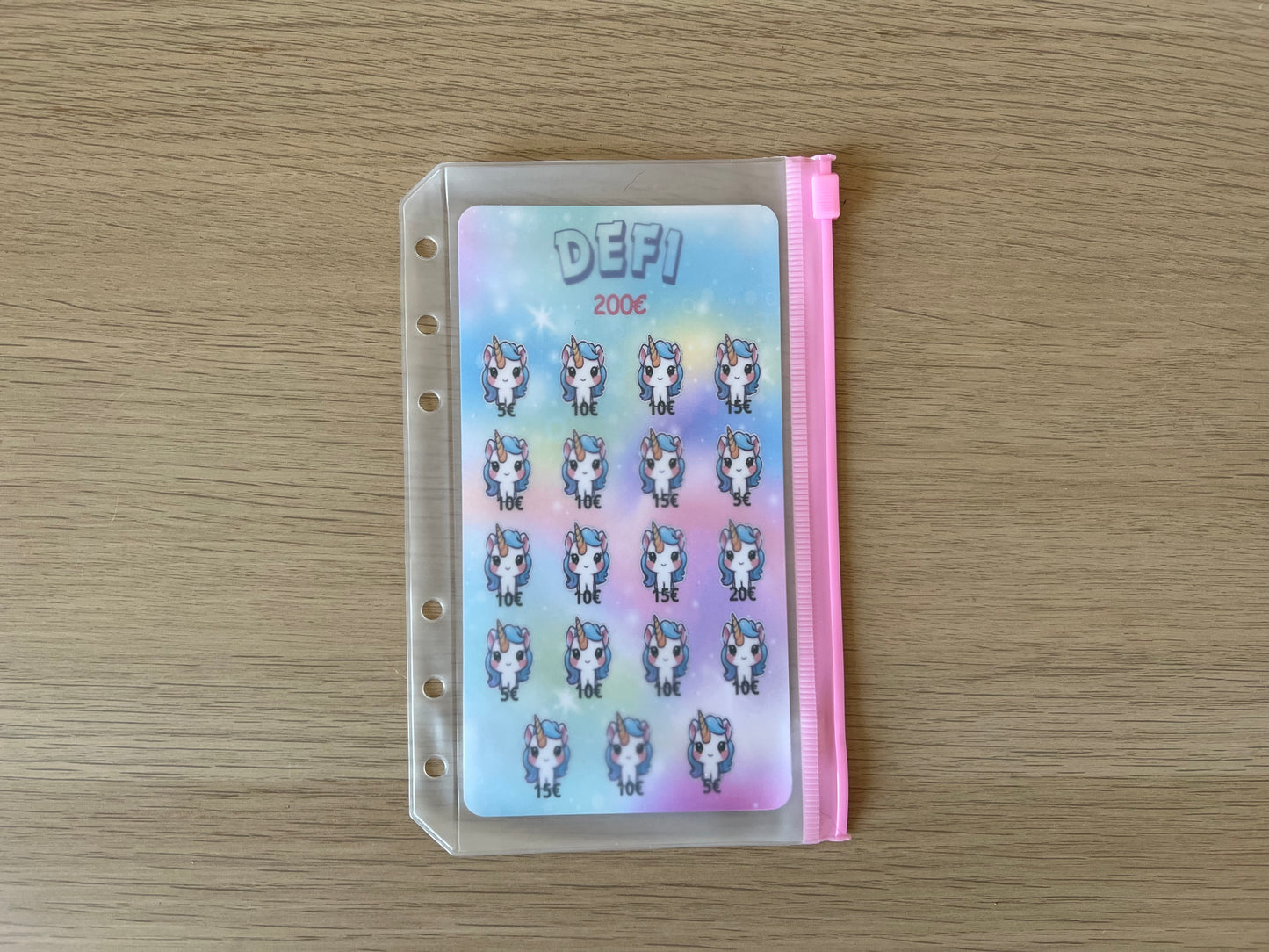 A6 Enveloppe budget zip rose