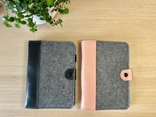 Classeur A6 6 anneaux feutre et similicuir