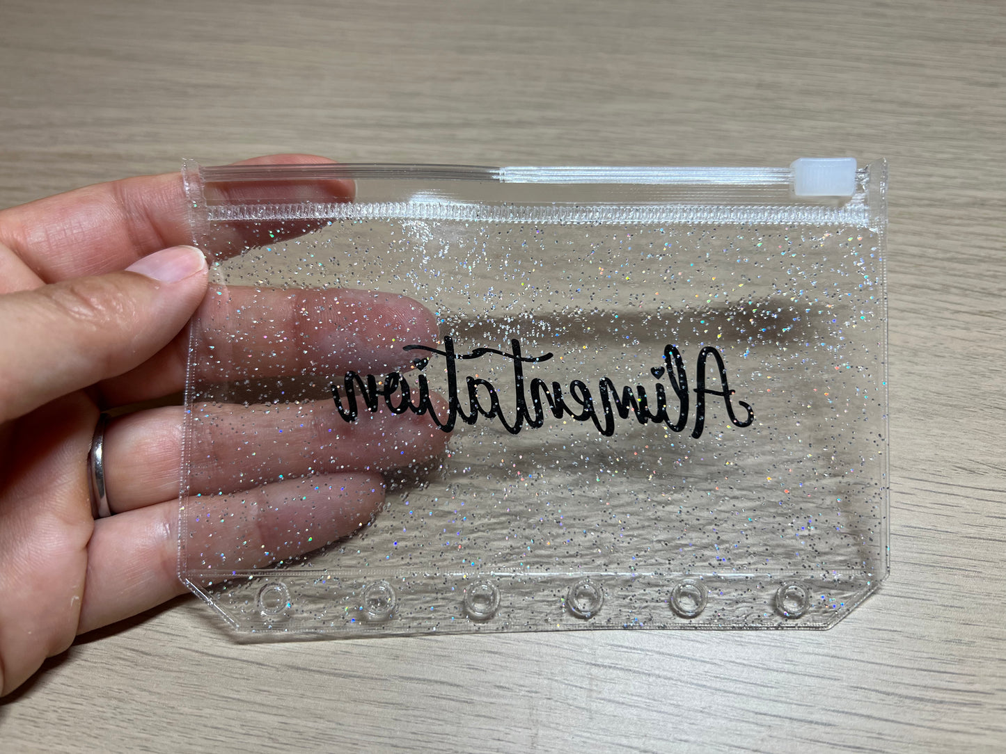 Enveloppe budget zip pailletée A7