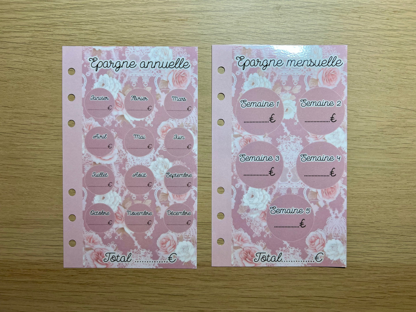 budget planner A6 thème "roses et dentelle"
