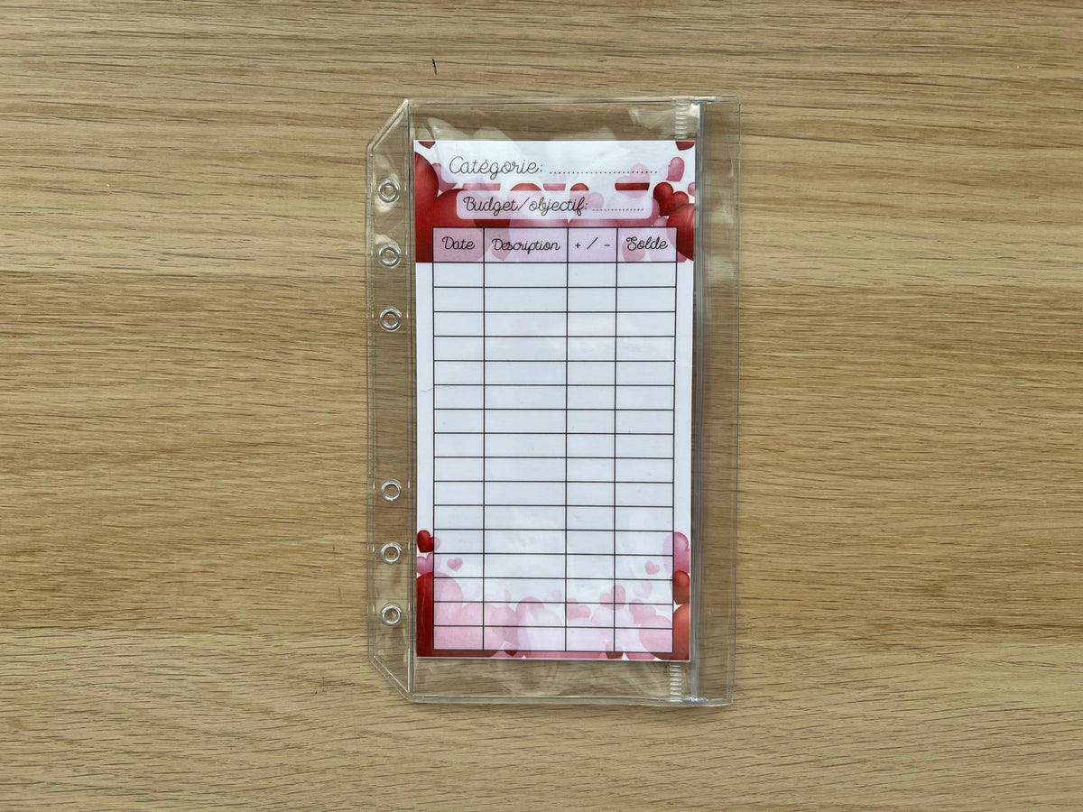 Enveloppe budget double compartiment à fermeture sans zip transparente A6