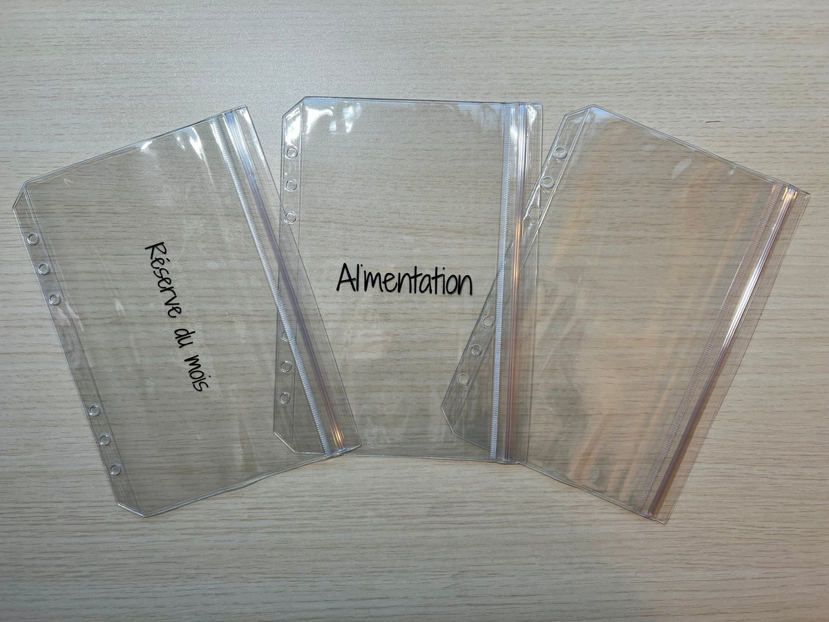 A5 Enveloppe budget double compartiment fermeture sans zip